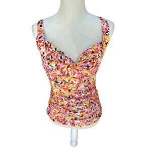 Anne Cole Whirlpool Ditsy Retro Twist Front Underwire Tankini Top 36DD swim suit